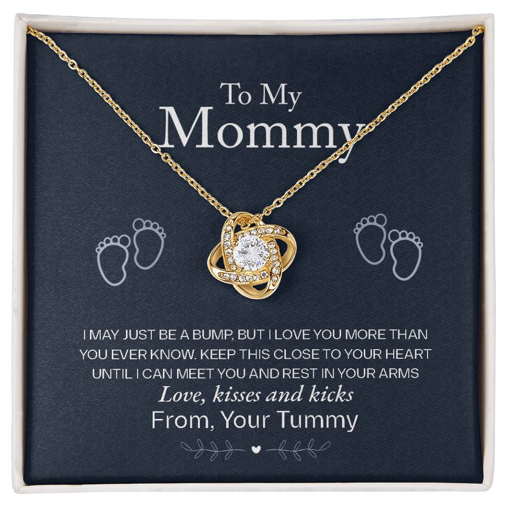 To My Mommy, Love From Your Tummy -Love Knot Necklace