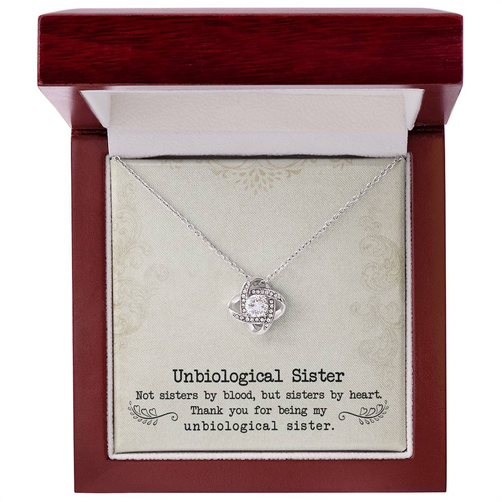 To My Unbiological Sister, Sister By Heart -Love Knot Necklace